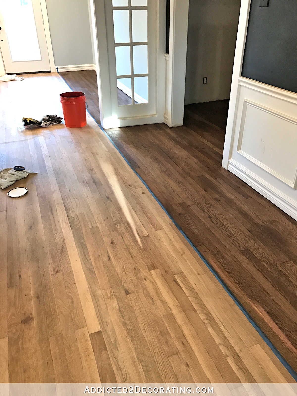 2 oak hardwood flooring of adventures in staining my red oak hardwood floors products process inside staining red oak hardwood floors 6 stain on partial floor in entryway and music room