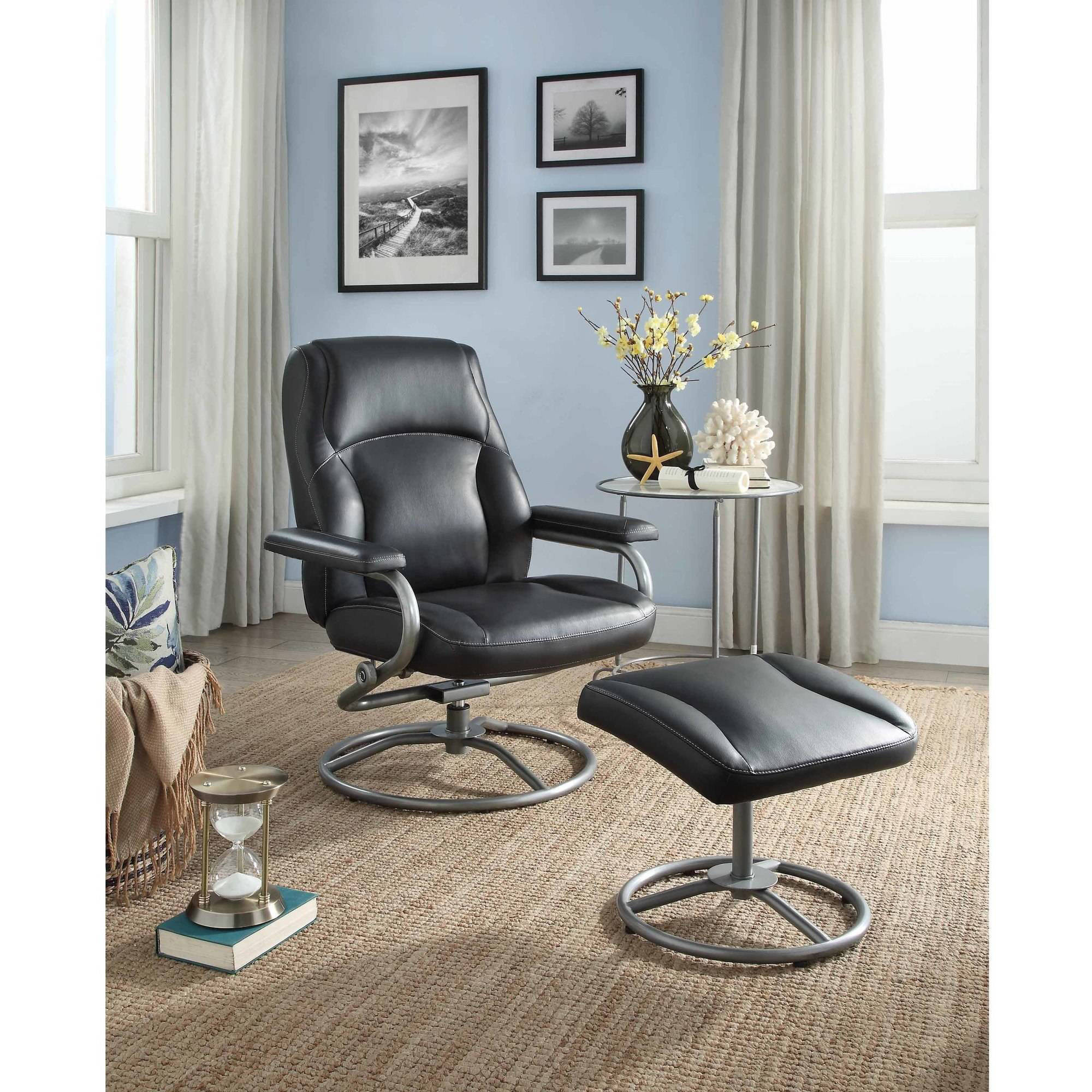 ebay hardwood flooring tools of mainstays plush pillowed recliner swivel chair and ottoman set intended for mainstays plush pillowed recliner swivel chair and ottoman set vinyl multiple colors walmart com