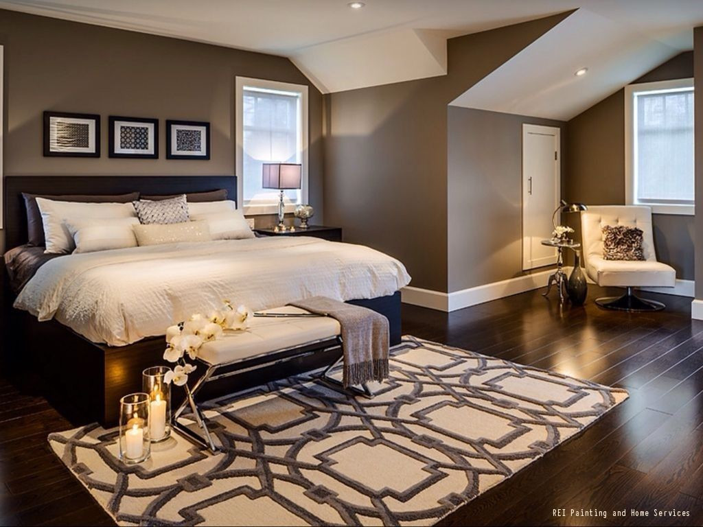 grey hardwood floors in bedroom of a warm and cozy bedroom with dark hardwood floors and brown paint regarding a warm and cozy bedroom with dark hardwood floors and brown paint the white ceiling adds the perfect amount of color balance