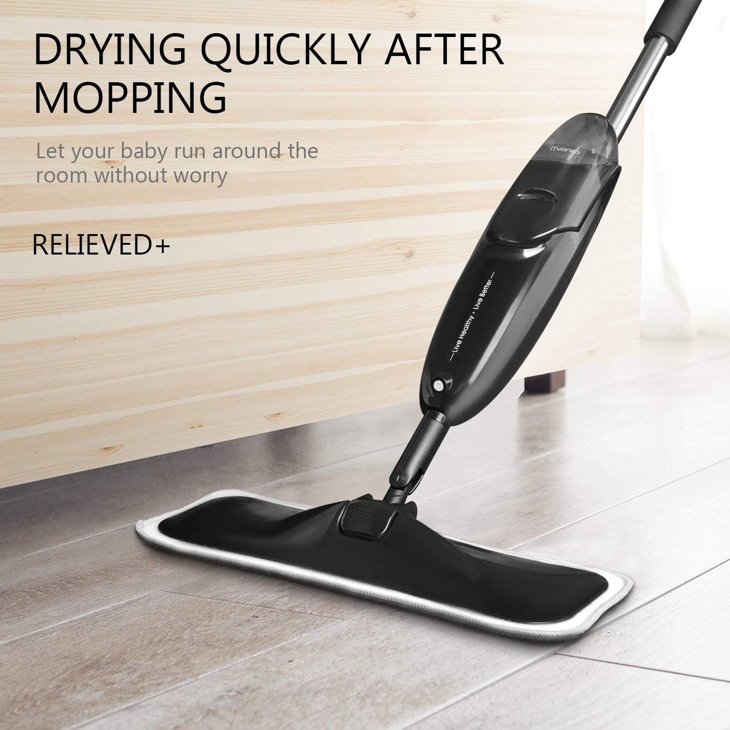 hardwood floor mop reviews of amazon com itvanila hardwood floor mop spray microfiber mop with 4 with regard to amazon com itvanila hardwood floor mop spray microfiber mop with 4 pcs reusable microfibre pads 360 degree rotating easy to clean dry wet mop for