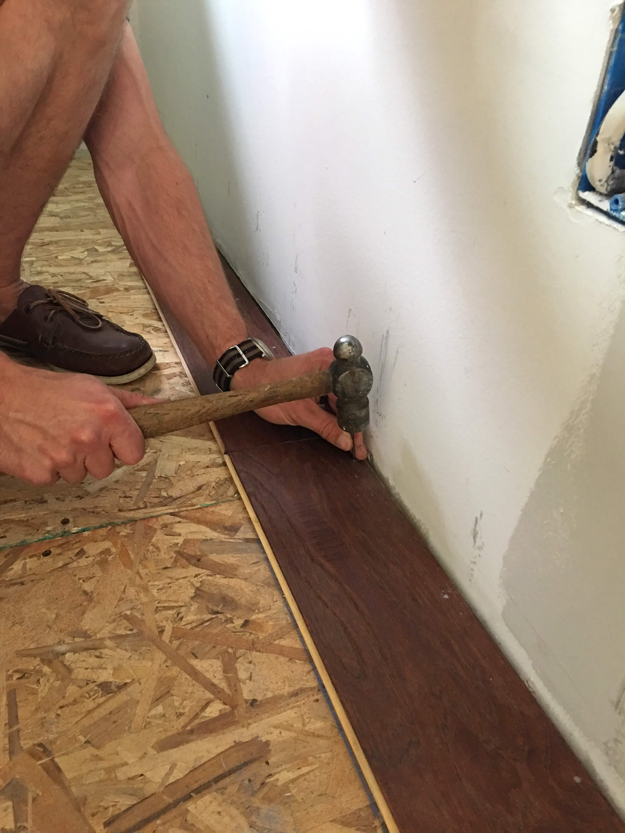 hardwood flooring diagonal direction of the micro dwelling project part 5 flooring the daring gourmet with once the first row is installed the rest of the flooring can be secured using an air stapler you staple it every 4 6 inches along the floorboard and also