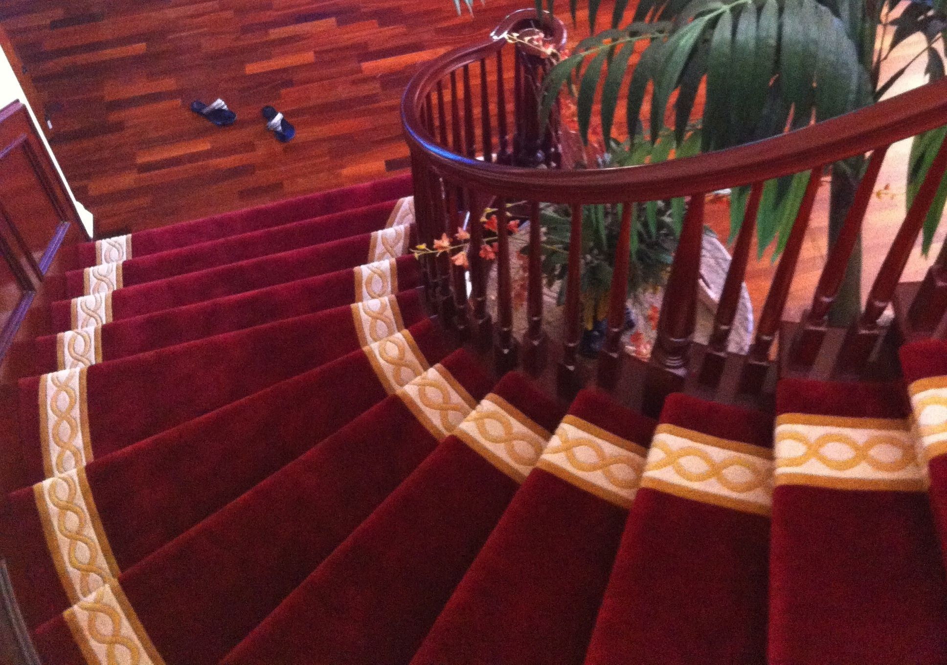 Hardwood Floors Carpet On Stairs Of Designer Cherry Stained Wooden Banister Rails and Handle Stairs with Inside Designer Cherry Stained Wooden Banister Rails and Handle Stairs with Glamorous Red Carpet for Stairs as Well as Laminate Wood Flooring Installation