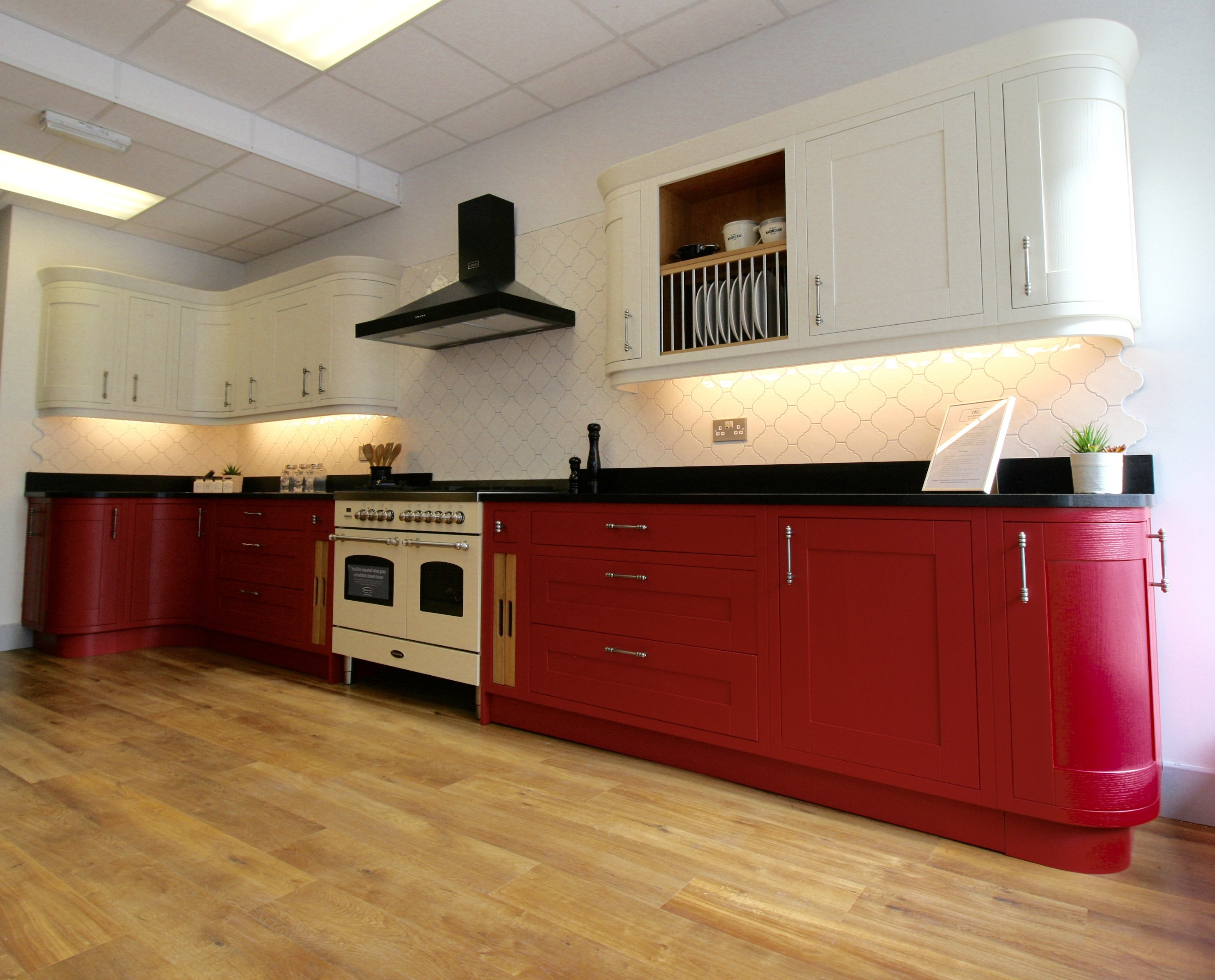 How to Protect Hardwood Floors In Kitchen Of Kitchen Design Archives Homework Throughout Milton Shaker Style Kitchen by Pws In Rectory Red and Clunch with Curved Doors Black