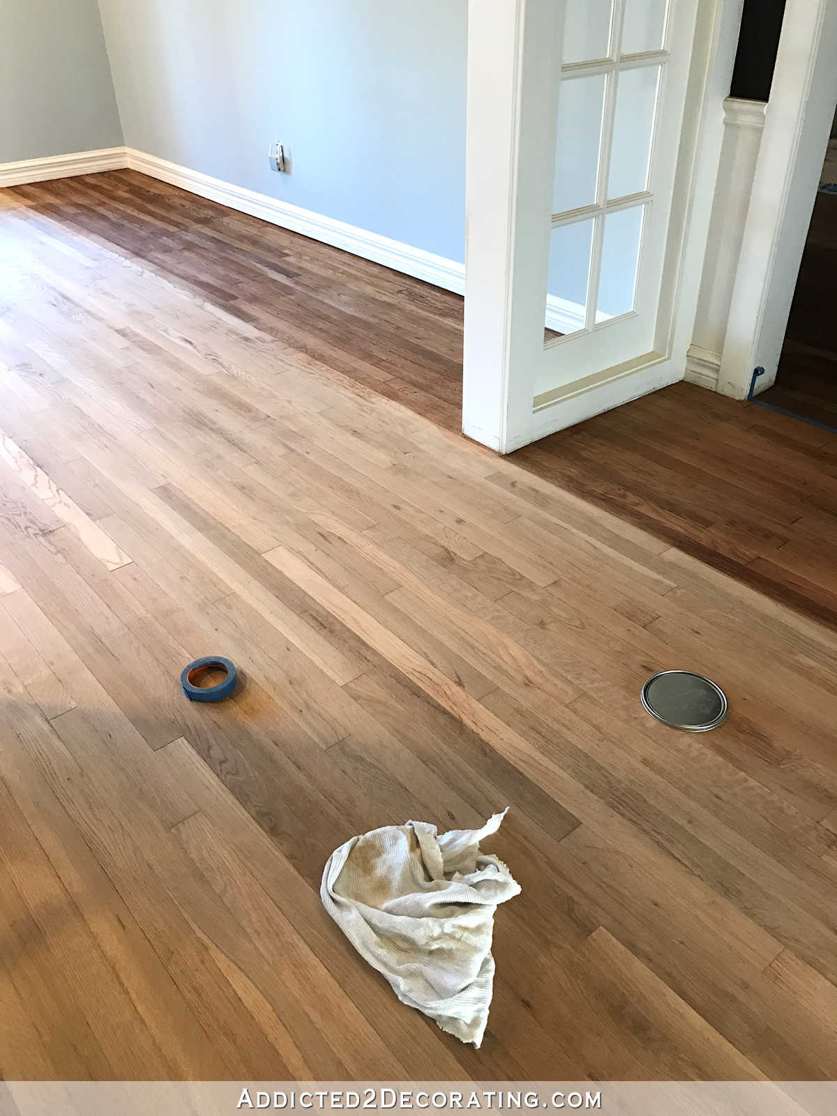 refinish hardwood floors diy or professional of adventures in staining my red oak hardwood floors products process intended for staining red oak hardwood floors 3 entryway and music room